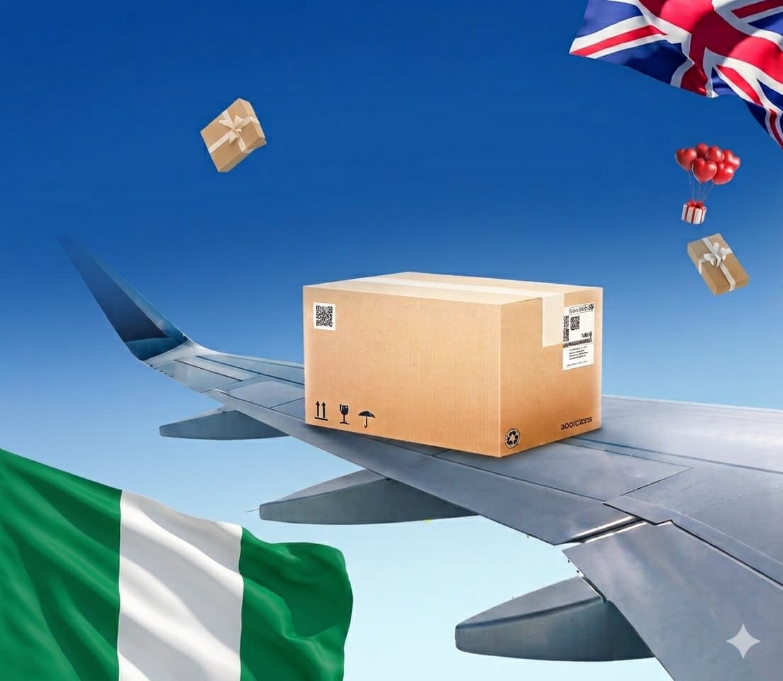 A parcel on its way from Nigeria to the UK